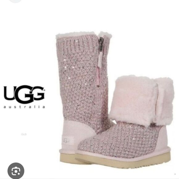 UGG Pink Knit Boots with Sequins - Picture 1 of 11